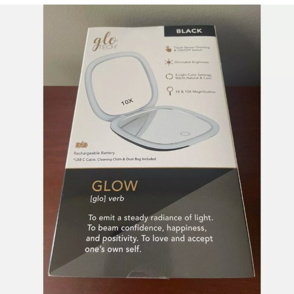 GloTech LED Compact Makeup Mirror - Black - Picture 4 of 5